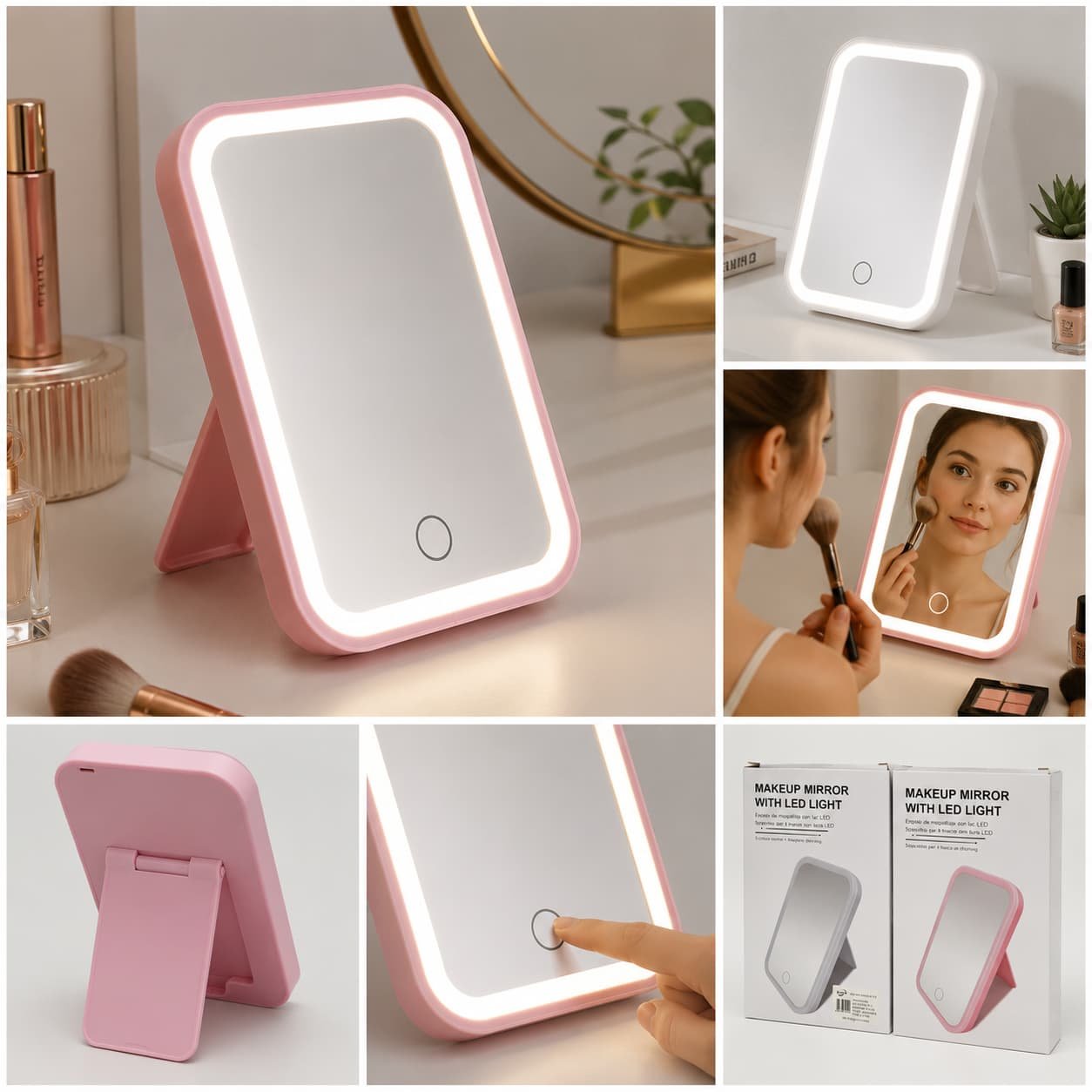 ESPEJO DE MAQUILLAJE CON LUZ LED - Imagen 1