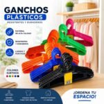 JUEGO DE GANCHOS PLASTICOS PARA ROPA- PACK DE PERCHAS DE RESISTENTES