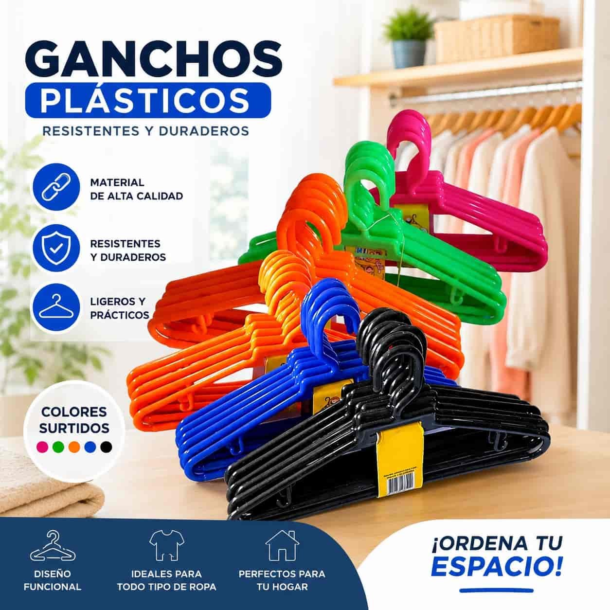 ChatGPT Image 24 jul 2026, 07_17_37 p.m. JUEGO DE GANCHOS PLASTICOS PARA ROPA- PACK DE PERCHAS DE RESISTENTES - Imagen 1