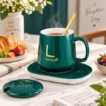 TAZA CERÁMICA LUCKY CON BASE CALENTADORA ELÉCTRICA Y CUCHARITA - Imagen 3
