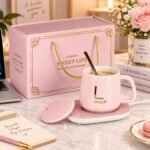 TAZA CERÁMICA LUCKY CON BASE CALENTADORA ELÉCTRICA Y CUCHARITA