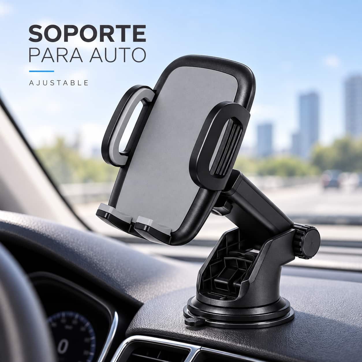 9175dc7f-af0a-446a-bf9c-2cd8ae8f93a2 SOPORTE PARA CELULAR DE AUTO CON BASE DE SUCCIÓN AJUSTABLE - Imagen 1