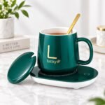 TAZA CERÁMICA LUCKY CON BASE CALENTADORA ELÉCTRICA Y CUCHARITA - Imagen 2